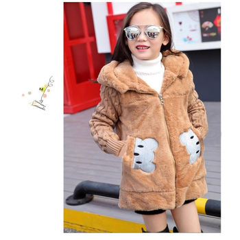 Παιδικό παλτό από ψεύτικη γούνα για κορίτσια για χειμώνα 2024, μεσαίου και μεγάλου μεγέθους, με γούνινο πουλόβερ, με χοντρό, μεσαίου μήκους, βαμβακερά ρούχα