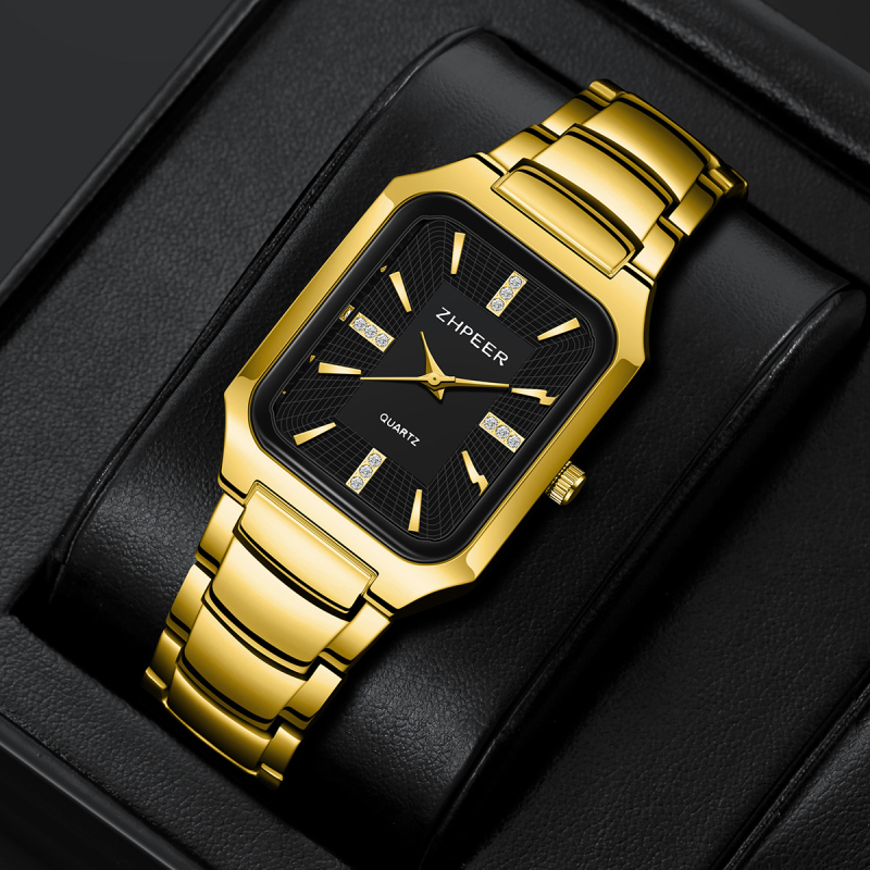 2025 m. „Crossborder New Square“ vyriškas verslo stiliaus laikrodis su plienine juostele, laisvalaikio stiliaus, kvarcinis laikrodis su deimantiniu ciferblatu, didmeninė prekyba