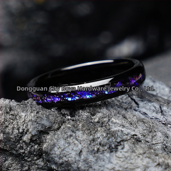Καλοκαιρινή Νέα Ρομαντική Βέρα Γάμου 4mm Ηλεκτρολυτικά Επιμεταλλωμένη Μαύρη Βολφραμική Ατσάλι με Ένθετο Μωβ Χαλίκι Γυναικείο Δώρο Χονδρικής