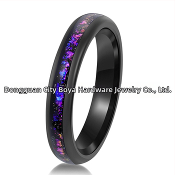 Καλοκαιρινή Νέα Ρομαντική Βέρα Γάμου 4mm Ηλεκτρολυτικά Επιμεταλλωμένη Μαύρη Βολφραμική Ατσάλι με Ένθετο Μωβ Χαλίκι Γυναικείο Δώρο Χονδρικής