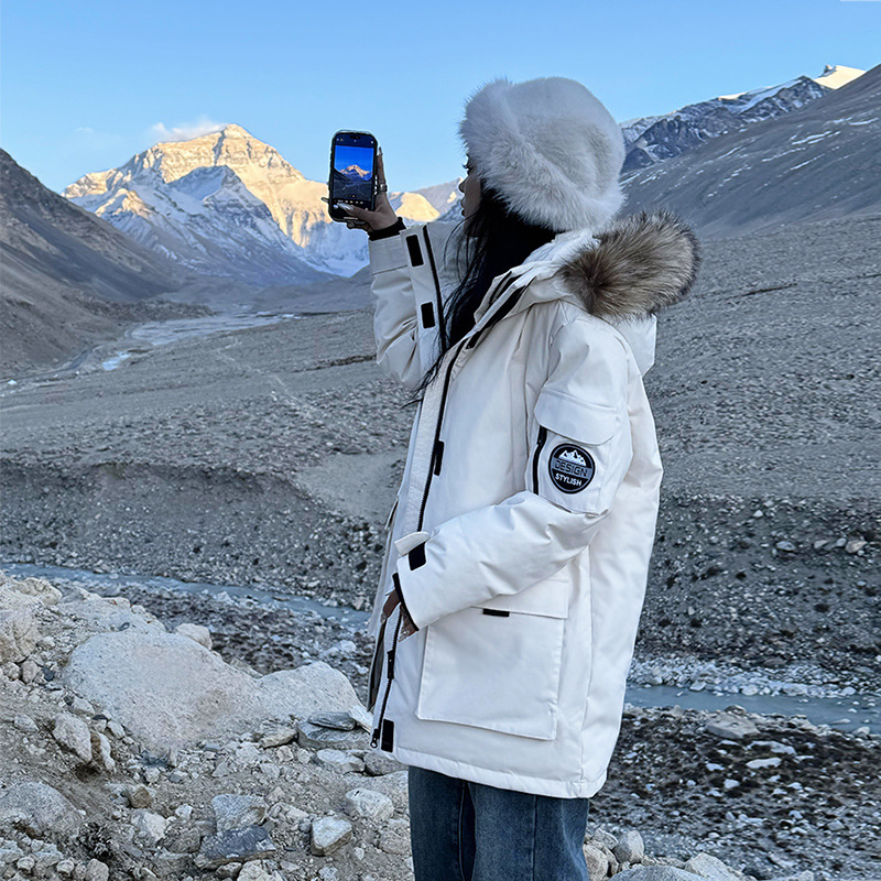 Jachetă de iarnă cu puf pentru femei, jachetă de bumbac cu guler mare, îngroșată, vrac, de nișă, pentru cupluri, jachetă de lucru pentru petreceri