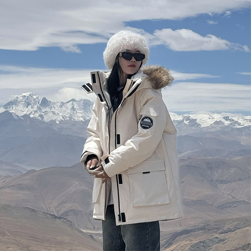 Jachetă de iarnă cu puf pentru femei, jachetă de bumbac cu guler mare, îngroșată, vrac, de nișă, pentru cupluri, jachetă de lucru pentru petreceri