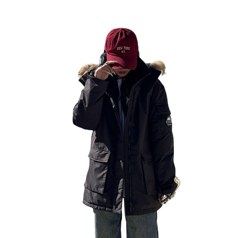 Jachetă de iarnă cu puf pentru femei, jachetă de bumbac cu guler mare, îngroșată, vrac, de nișă, pentru cupluri, jachetă de lucru pentru petreceri