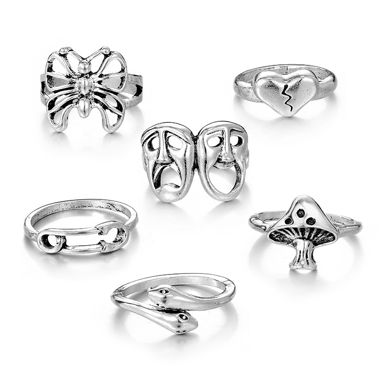 Set de inele Amazon Old Tears cu 24 de piese, aliaj transfrontalier, cărți de poker personalizate, inel cu față zâmbitoare, en-gros