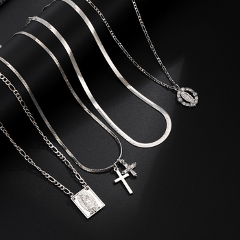 Ευρωπαϊκό και αμερικανικό κολιέ μενταγιόν υψηλής ποιότητας Madonna, μοντέρνα αλυσίδα φιδιού για άνδρες, διασυνοριακή αλυσίδα με διαμάντια, μενταγιόν με σταυρό και κλείδα