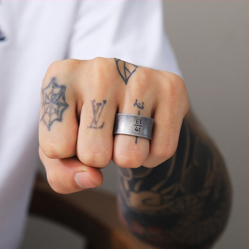 Δαχτυλίδι Quan Zhilong gd ίδιου στυλ 1314 ψηφιακό ρομαντικό δαχτυλίδι ουράς ζευγαριού, δαχτυλίδι Lifetime fashion brand τιτανίου και ατσαλιού για άνδρες και γυναίκες