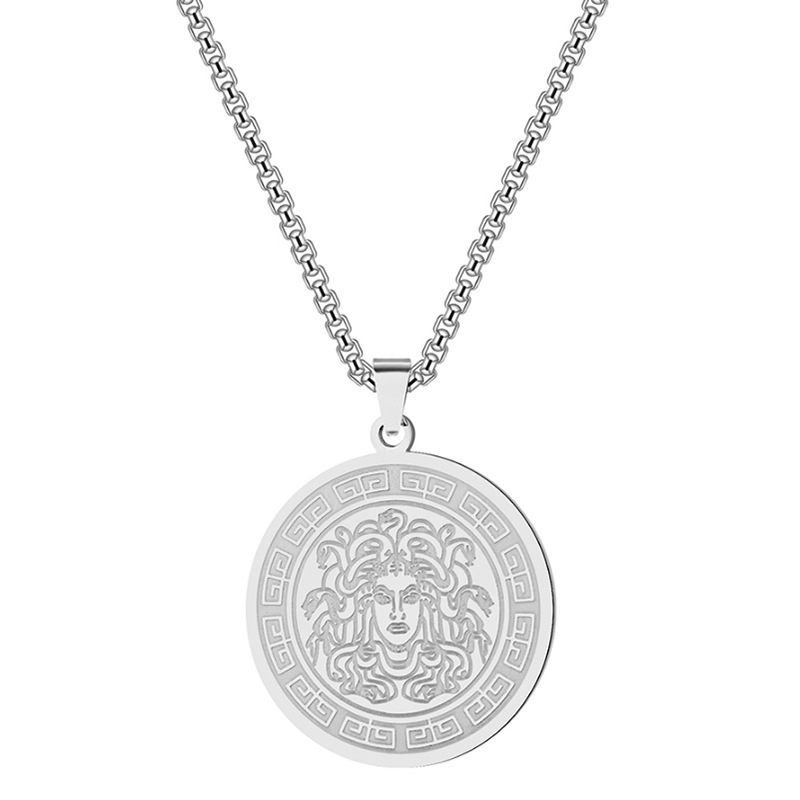 Madingi ir suasmeninti „Medūzos gyvatės plaukų monstro“ titano plieno pakabukas su karoliais, senovės graikų simboliais, nerūdijančio plieno papuošalai