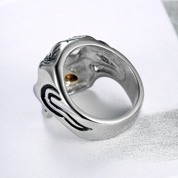 Ευρωπαϊκά και Αμερικανικά Χονδρικά Κλασικά Δαχτυλίδια Λευκό Μάτι Χρυσό Δαχτυλίδι Σωλήνα Κρανίο Σε Απόθεμα Δαχτυλίδι από Ανοξείδωτο Ατσάλι