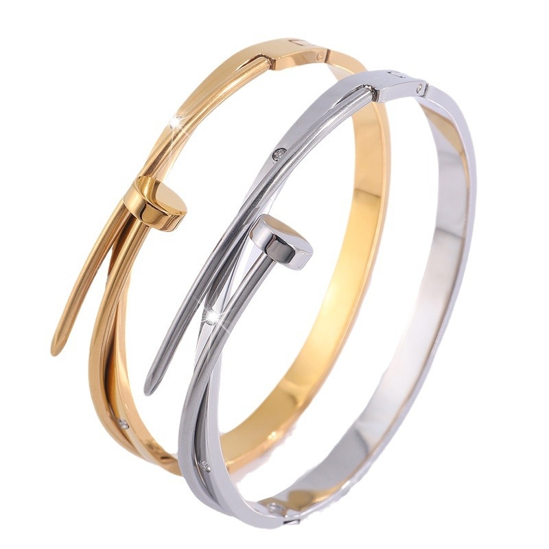 Titāna tērauda aproce korejiešu stila pārrobežu aproce sieviešu augstas klases nagu dimanta nerūsējošā tērauda aproce personalizēta pāru aproce