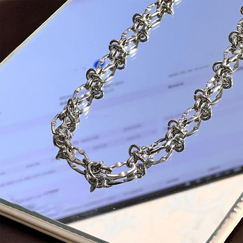 Κολιέ American Minimalist Street από τιτάνιο και ατσάλι με κόμπους, Hip-Hop, μοντέρνο Unisex μεταλλικό κολιέ με κόμπους, αλυσίδα κλείδας που δεν ξεθωριάζει