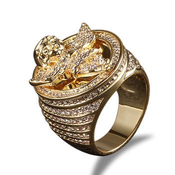 Ευρώπη και Ηνωμένες Πολιτείες μεγάλο όνομα Little Angel head ανδρικό δαχτυλίδι προσωπικότητας μικρο ένθετο ζιργκόν χιπ χοπ δαχτυλίδι hiphop κοσμήματα