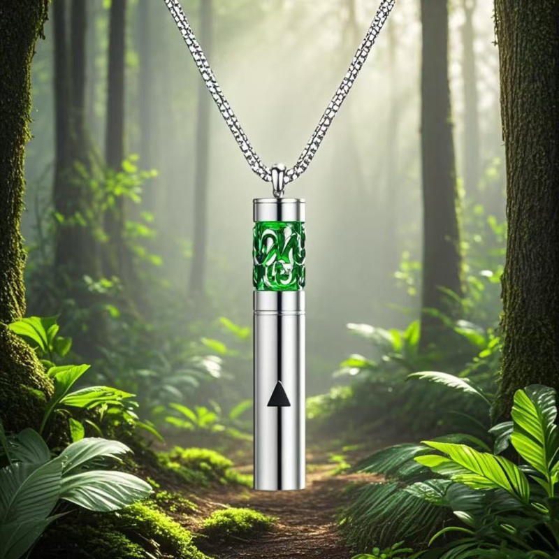 Colier cu sticlă de parfum, oțel titan, cilindru deschis gol, aromaterapie, pandantiv, colier, bijuterii