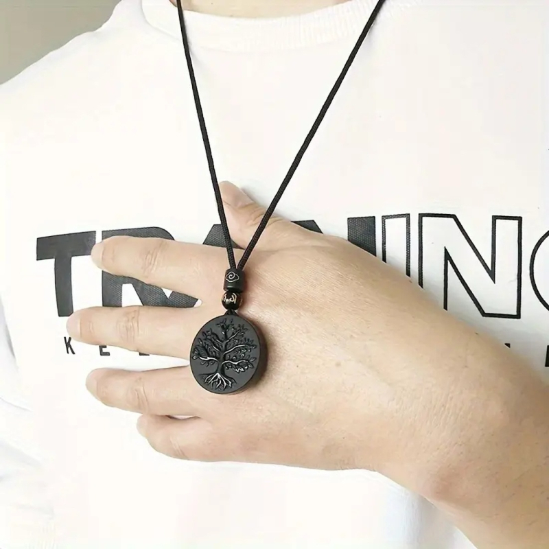 En-gros, colier cu pandantiv din cristal, arborele vieții, Ujin, obsidian, gardian, vindecare, pandantiv, explozii de comerț exterior, arborele vieții