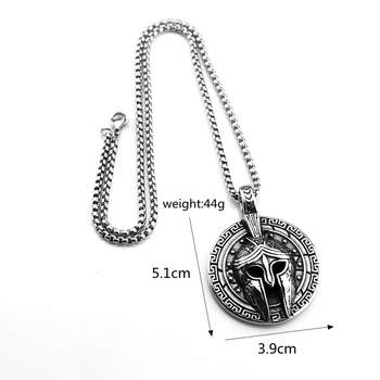 Ευρωπαϊκό και αμερικανικό ρετρό ανδρικό μενταγιόν από ανοξείδωτο ατσάλι, μονόπλευρο κολιέ με σπαρτιατική μάσκα