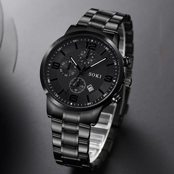 Ρολόι Soki Quartz Wish Popular Men\'s Watch Fashion Business Steel Band Combination Watch Watch Shrimp Skin Export Wholesale