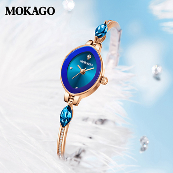Mo Ya Gao Brand Elegant Light Luxury Γυναικείο Ρολόι Κοσμήματα με Διαμάντια, Αδιάβροχο Μπλε Κρύσταλλο, Απλό Γυναικείο Ρολόι