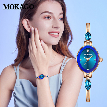 Mo Ya Gao Brand Elegant Light Luxury Γυναικείο Ρολόι Κοσμήματα με Διαμάντια, Αδιάβροχο Μπλε Κρύσταλλο, Απλό Γυναικείο Ρολόι