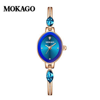 Mo Ya Gao Brand Elegant Light Luxury Γυναικείο Ρολόι Κοσμήματα με Διαμάντια, Αδιάβροχο Μπλε Κρύσταλλο, Απλό Γυναικείο Ρολόι