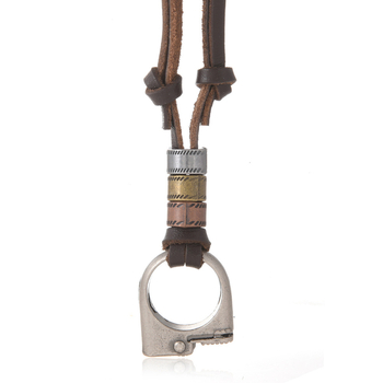 Ευρωπαϊκά και Αμερικανικά Νέα Αξεσουάρ Απλό Ρυθμιζόμενο Ρετρό Στυλ Δημιουργικό Σχήμα Αναπτήρα Άνδρες και Γυναικεία Κολιέ από Δέρμα Αγελάδας