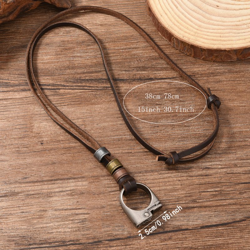 Novi europski i američki dodaci Jednostavna podesiva ogrlica od kravlje kože u retro stilu, kreativni oblik upaljača za muškarce i žene