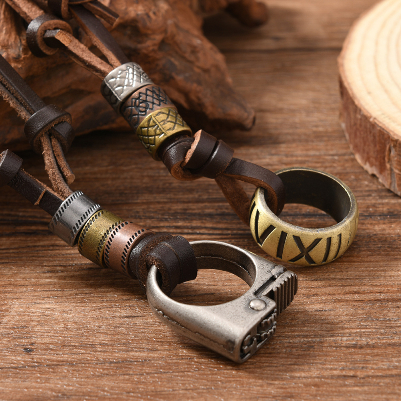 Novi europski i američki dodaci Jednostavna podesiva ogrlica od kravlje kože u retro stilu, kreativni oblik upaljača za muškarce i žene