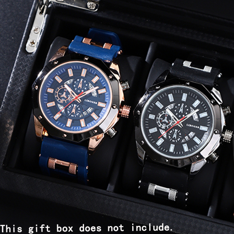 Tume Cross-Border Popularni set od 2 muška sata, poslovni silikonski sat s datumom, kvarcni sat