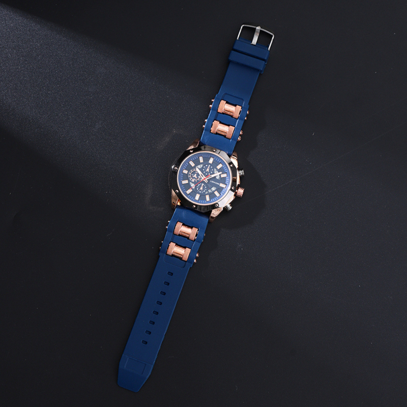 Tume Cross-Border Popularni set od 2 muška sata, poslovni silikonski sat s datumom, kvarcni sat