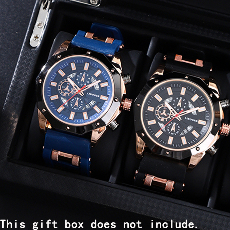 Tume Cross-Border Popularni set od 2 muška sata, poslovni silikonski sat s datumom, kvarcni sat