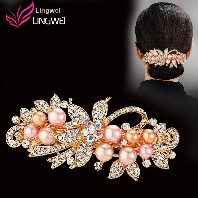 Moteriški segtukai su cirkoniais, pakaušio formos mamos plaukų apdangalai, dideli, madingi spyruokliniai segtukai, plaukų aksesuarai, perlų segtukas, horizontalus segtukas