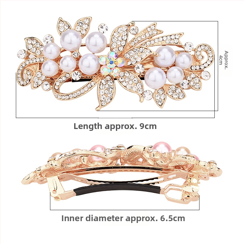 Фиби за коса с кристали, дамски тилен, майчински, за коса, големи, модерни, пролетни, аксесоари за коса, перлена щипка за горна част, хоризонтална щипка