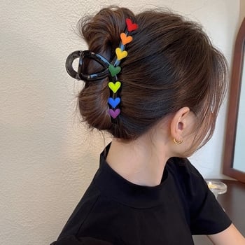 Rainbow Love Χαριτωμένη Μεγάλη Φουρκέτα Γυναικείου Κεφαλιού High Sense Grasp Clip Internet Celebrity 2023 Νέο Κλιπ Shark