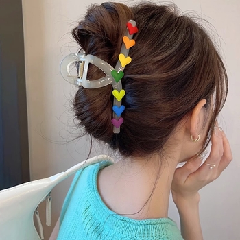 Rainbow Love Χαριτωμένη Μεγάλη Φουρκέτα Γυναικείου Κεφαλιού High Sense Grasp Clip Internet Celebrity 2023 Νέο Κλιπ Shark