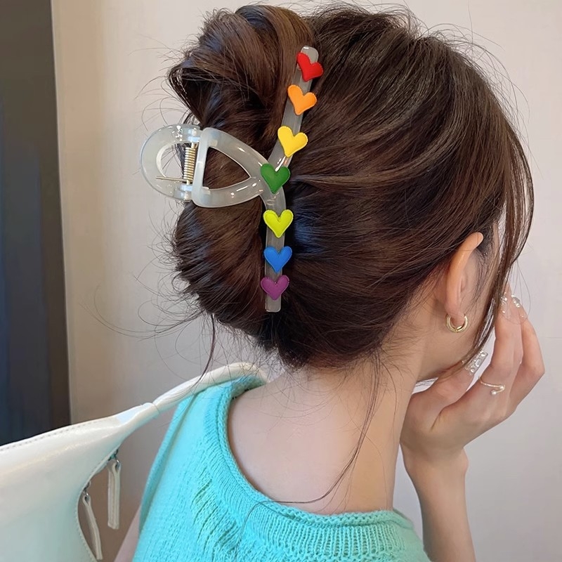 Rainbow Love Χαριτωμένη Μεγάλη Φουρκέτα Γυναικείου Κεφαλιού High Sense Grasp Clip Internet Celebrity 2023 Νέο Κλιπ Shark