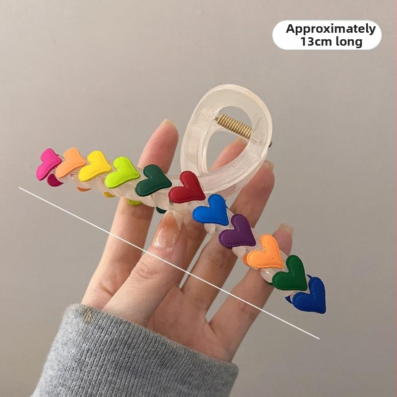 Rainbow Love Χαριτωμένη Μεγάλη Φουρκέτα Γυναικείου Κεφαλιού High Sense Grasp Clip Internet Celebrity 2023 Νέο Κλιπ Shark