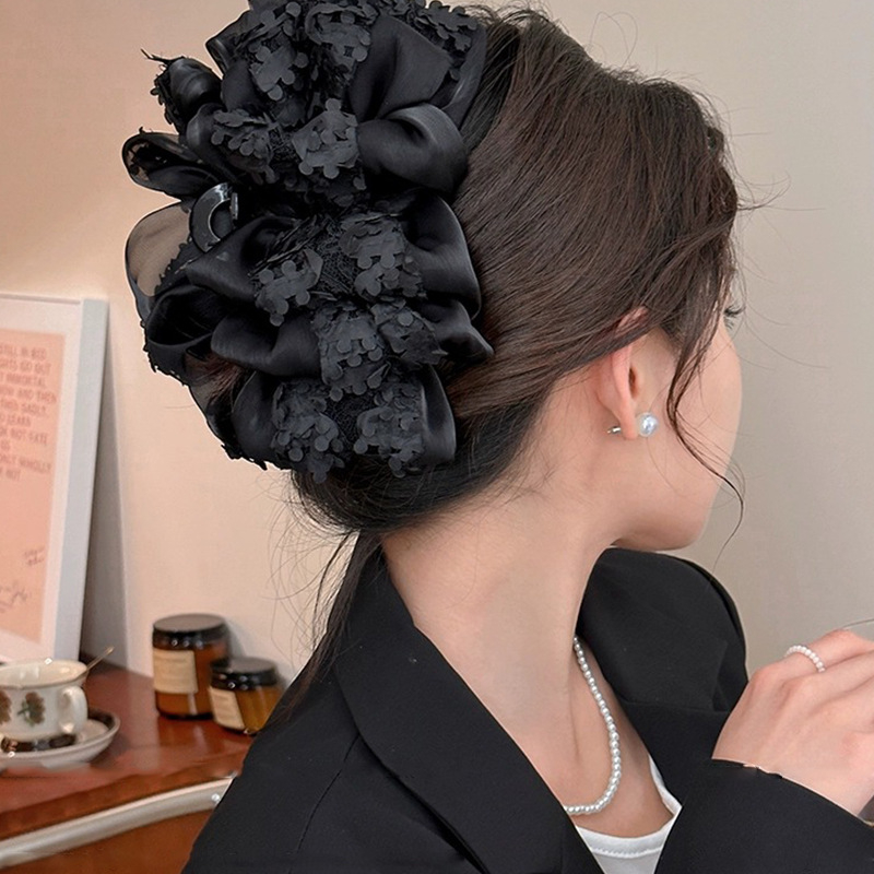 Arc mare de înaltă calitate, multistrat negru, agrafă de păr, accesorii de păr, agrafă de păr, temperament feminin, cap spate, agrafă de rechin, coafură