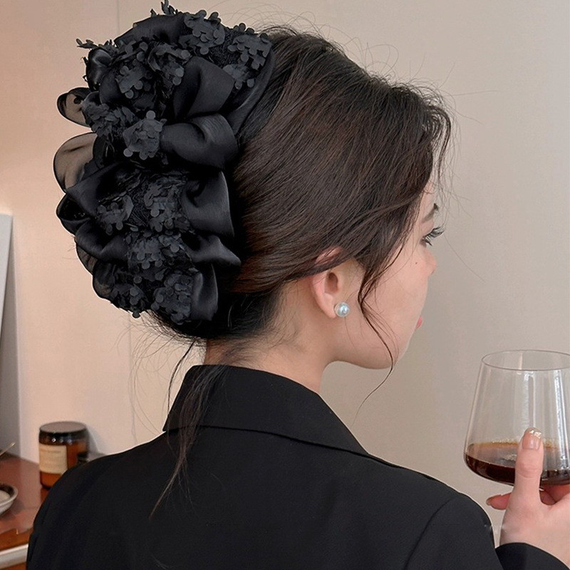 Arc mare de înaltă calitate, multistrat negru, agrafă de păr, accesorii de păr, agrafă de păr, temperament feminin, cap spate, agrafă de rechin, coafură