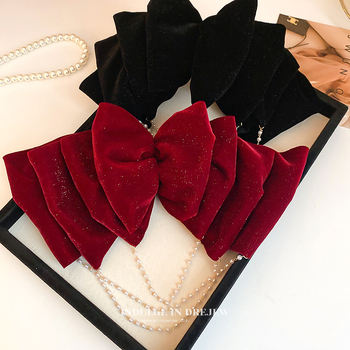 Υπερμεγέθης φουρκέτα με φιόγκο για γυναίκες 2023 νέο στυλ υψηλής ποιότητας κόκκινο μαύρο φθινόπωρο και χειμώνα μισό δέσιμο μαλλιών κλιπ