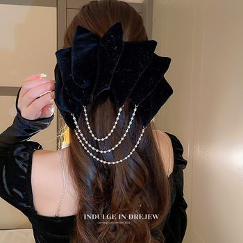 Υπερμεγέθης φουρκέτα με φιόγκο για γυναίκες 2023 νέο στυλ υψηλής ποιότητας κόκκινο μαύρο φθινόπωρο και χειμώνα μισό δέσιμο μαλλιών κλιπ