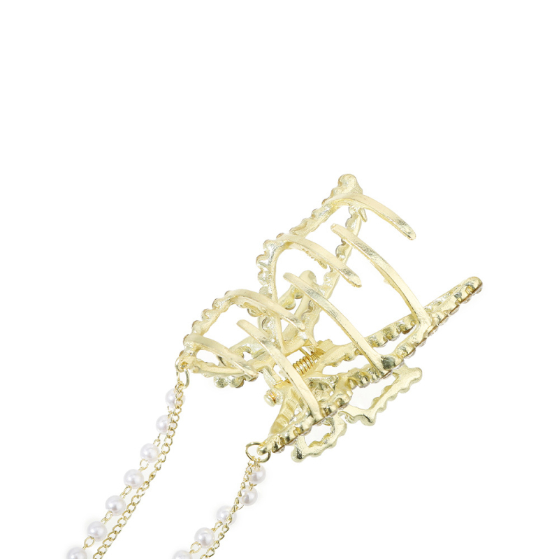 Agrafă de păr metalică de dimensiuni mici pentru femei, 5,5 cm, cu strasuri, fluture gol, perlă, ciucure, modă luxoasă, temperament, stras, agrafă