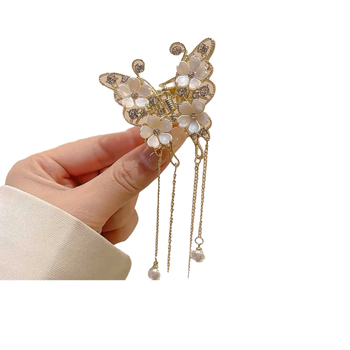 Φθινόπωρο και χειμώνας Νέο κλιπ φούντας με τριαντάφυλλο πεταλούδας, γυναικείο κλιπ με αίσθηση μισής λαβής στο πίσω μέρος του κεφαλιού, φουρκέτα υψηλής αίσθησης