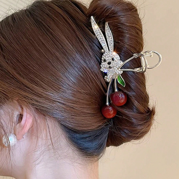 Φουρκέτα θηλυκό φρέσκο χαριτωμένο σκίουρος κουνέλι κεράσι κλιπ niche design φουρκέτα θηλυκό καρχαρία κλιπ κλιπ νυχιών μαλλιά