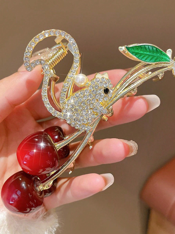 Φουρκέτα θηλυκό φρέσκο χαριτωμένο σκίουρος κουνέλι κεράσι κλιπ niche design φουρκέτα θηλυκό καρχαρία κλιπ κλιπ νυχιών μαλλιά