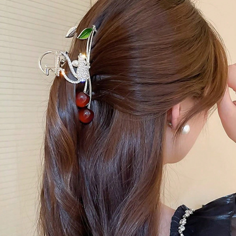 Φουρκέτα θηλυκό φρέσκο χαριτωμένο σκίουρος κουνέλι κεράσι κλιπ niche design φουρκέτα θηλυκό καρχαρία κλιπ κλιπ νυχιών μαλλιά