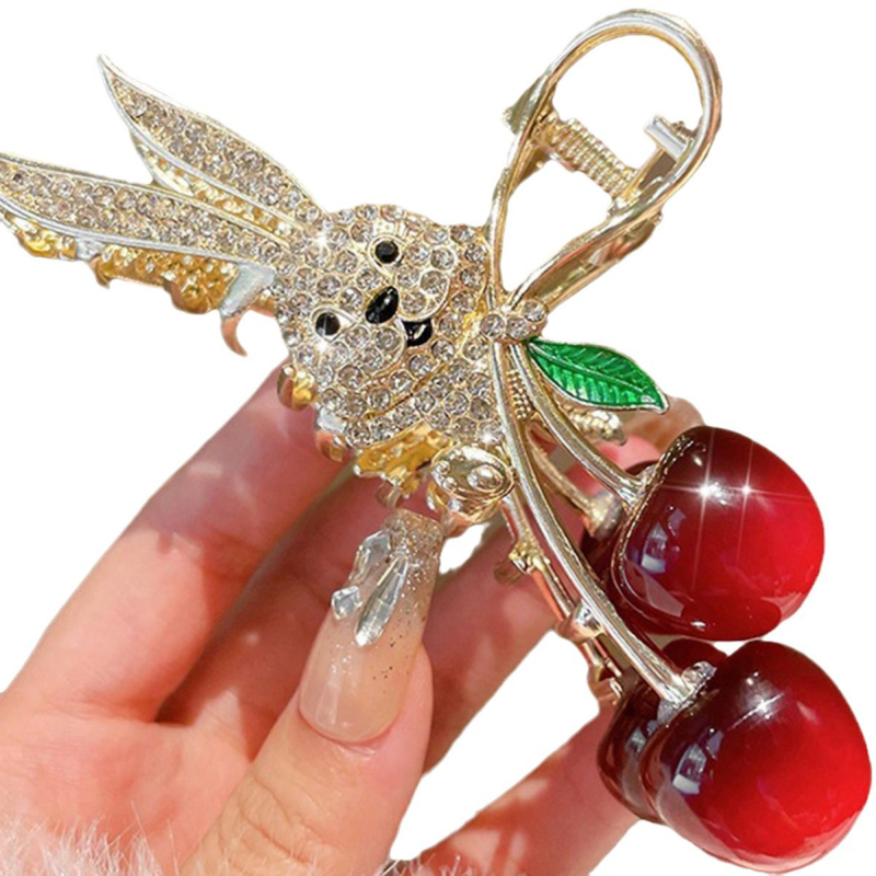 Φουρκέτα θηλυκό φρέσκο χαριτωμένο σκίουρος κουνέλι κεράσι κλιπ niche design φουρκέτα θηλυκό καρχαρία κλιπ κλιπ νυχιών μαλλιά