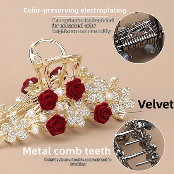 Ρομαντικό σούπερ τριαντάφυλλο με μεγάλα κλιπ καρχαρία για γλυκιά ομορφιά μαλλιών με μεγάλη λαβή, αξεσουάρ μαλλιών χονδρικής