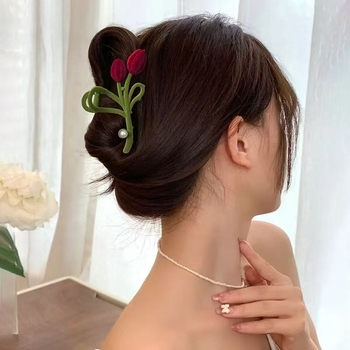 Velika ukosnica za kosu s motivom ruže i cirkona, visoka kopča za glavu s motivom tulipana, simulacija voća i trešnje, morskog psa.