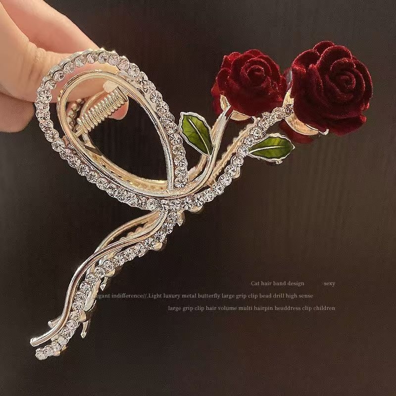 Velika ukosnica za kosu s motivom ruže i cirkona, visoka kopča za glavu s motivom tulipana, simulacija voća i trešnje, morskog psa.