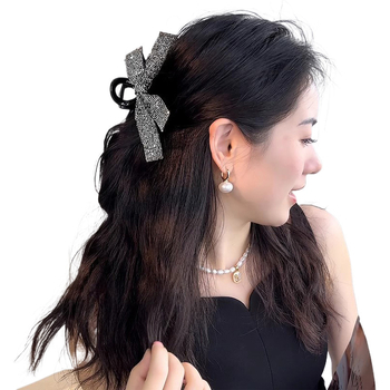Κορεάτικη φουρκέτα με τόξο διαμαντιού, μεγάλη λαβή για όγκο μαλλιών, γυναικείο στυλ, υψηλής ποιότητας αξεσουάρ μαλλιών πίσω κεφαλής, κλιπ καρχαρία