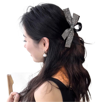 Κορεάτικη φουρκέτα με τόξο διαμαντιού, μεγάλη λαβή για όγκο μαλλιών, γυναικείο στυλ, υψηλής ποιότητας αξεσουάρ μαλλιών πίσω κεφαλής, κλιπ καρχαρία