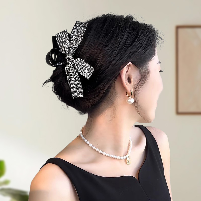 Agrafe de păr coreene cu diamant complet, arc de păr mare, prinzătoare de volum pentru doamnă, stil High-End, accesoriu pentru părul din spate, clip de rechin
